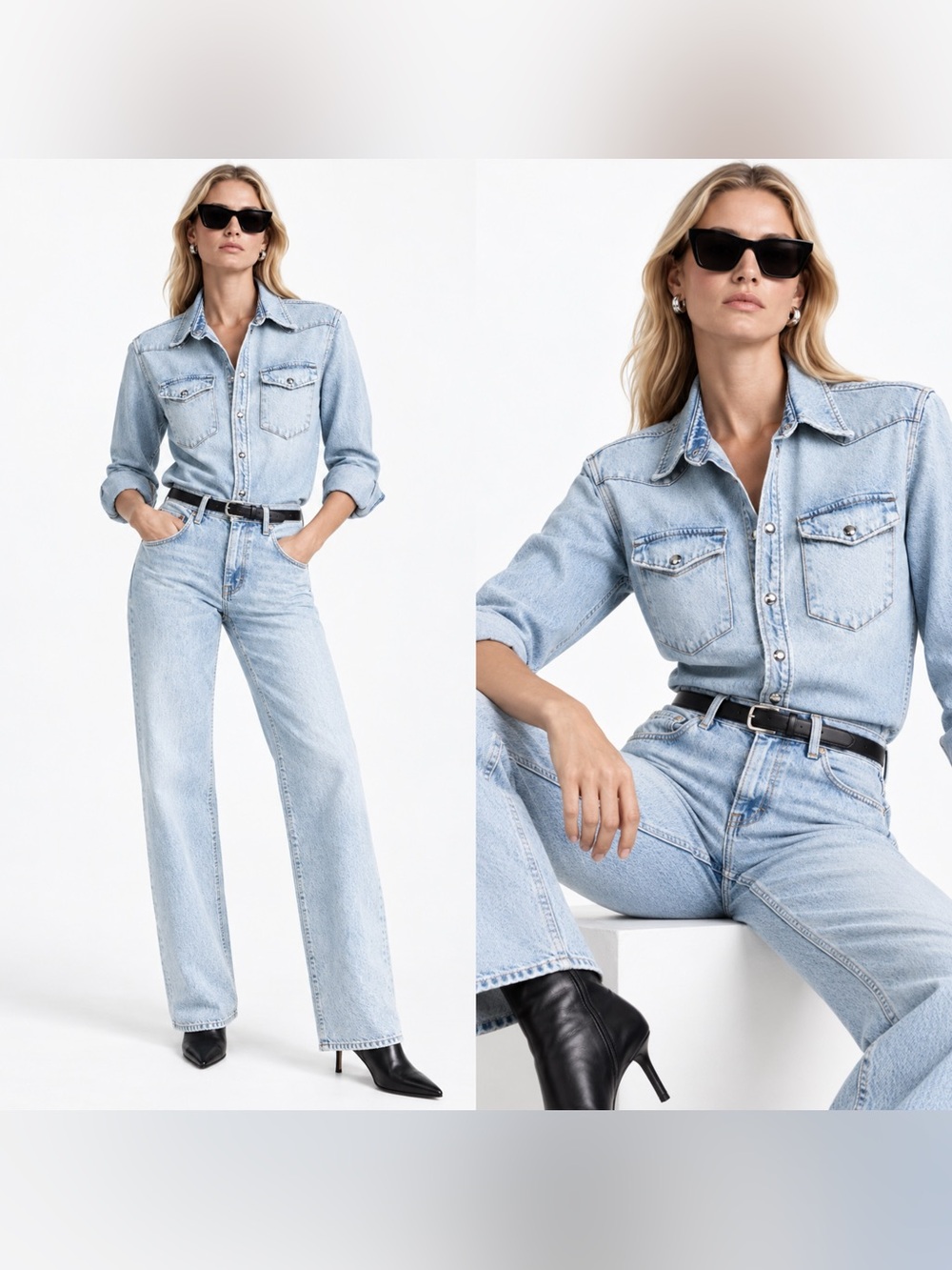 KHAITE Wesley Denim Studded top